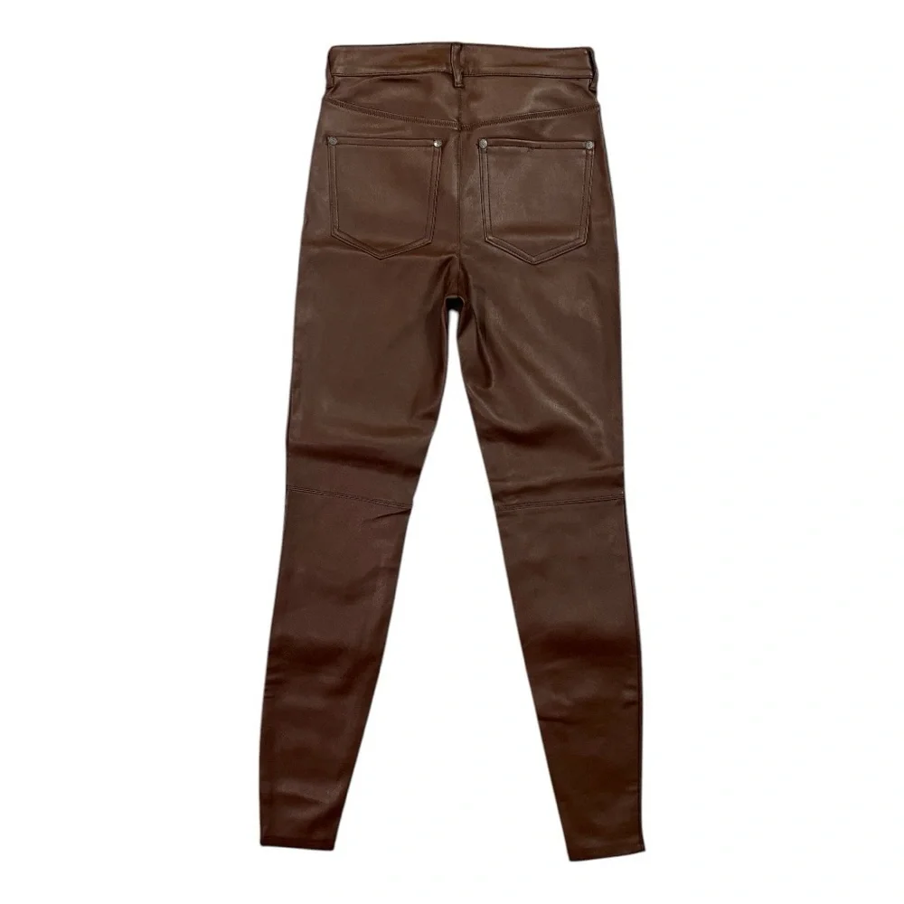 Free People Faux Leather Casual Skinny Trouser Pants size 26 in Brown
